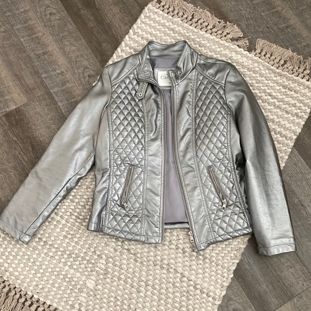 Cavilini silver faux leather moto jacket